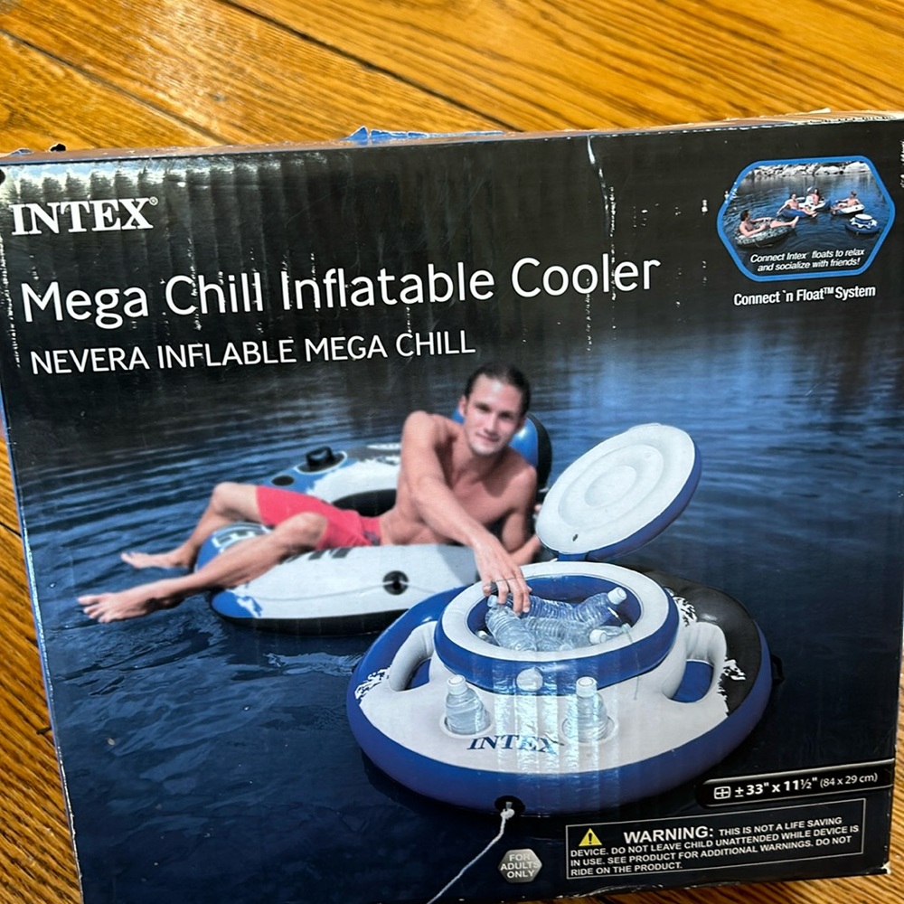 Intex Mega Chill Inflatable Cooler.  33”x11.5”.  New in box.  Beer/drink holder
